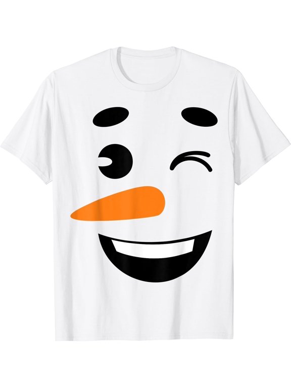 Christmas Winter Winking Snowman Face T-Shirt