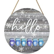 Christmas Winter Wooden Hanging Christmas Wall Decoration Winter Festive Atmosphere Pendant Round Door Number Hanging Decoration