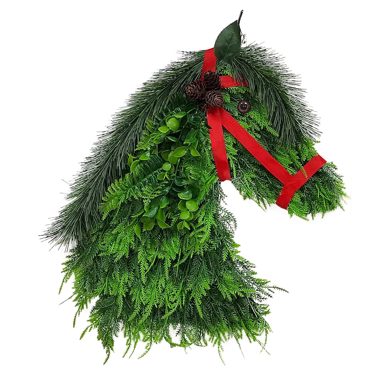 Christmas Winter Wreath Farmhouse Double Horse Head Christmas Wreath Christmas Decoration 24 Inch Christmas for Front Door
