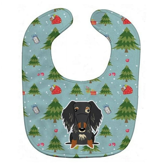 Christmas Wire Haired Dachshund Dapple Baby Bib