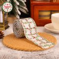 thumbnail image 1 of Christmas Wired Burlap Ribbon,Poinsettia Plaid Print Fabric Ribbon for Gift Wrapping,DIY Bow Making,Wreath,Xmas Tree Ornaments,Holiday Party Decoration, 1 of 4
