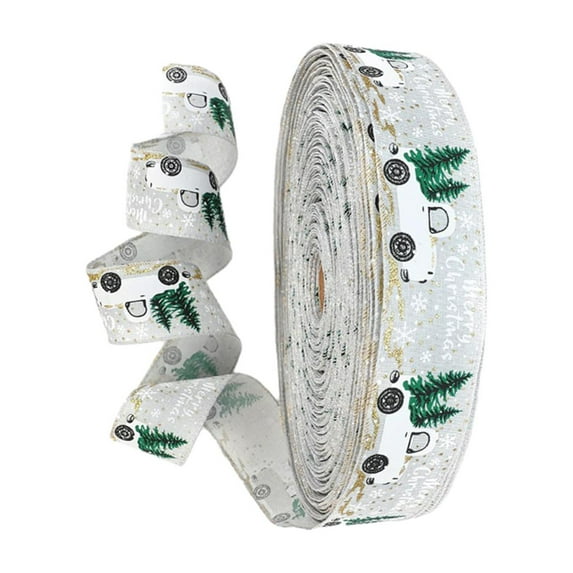 Christmas Wired Edge Ribbons DIY Crafts Comfortable to Touch 2M Gift Wrapping Ribbon Christmas Patterned Wrapping Ribbon for Gift Packaging 5cm