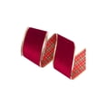 thumbnail image 1 of Christmas Wired Ribbon 2.56 In Wide 10 Yard Red Multi Stripe Plaid Gold Edge For Wreath Bow, 1 of 6
