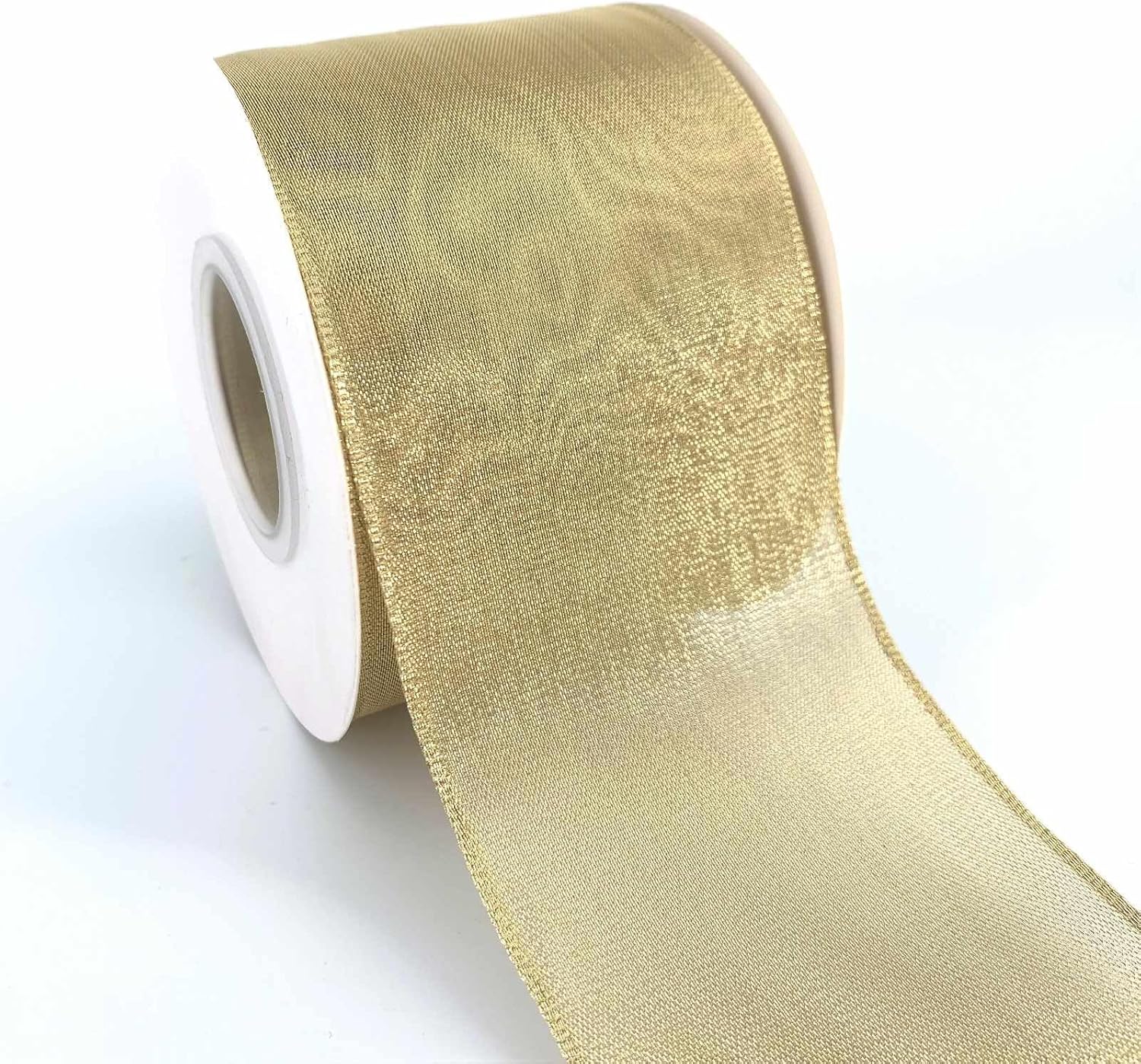 Christmas Wired Ribbon Gold Metallic Ribbon for Home Decor Wreaths