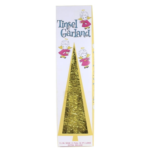 Christmas Wired Tinsel Garland Plastic Decorate Vintage Retro Cd1543 Gold