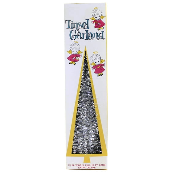 Christmas Wired Tinsel Garland Plastic Decorate Vintage Retro Cd1543 Silver