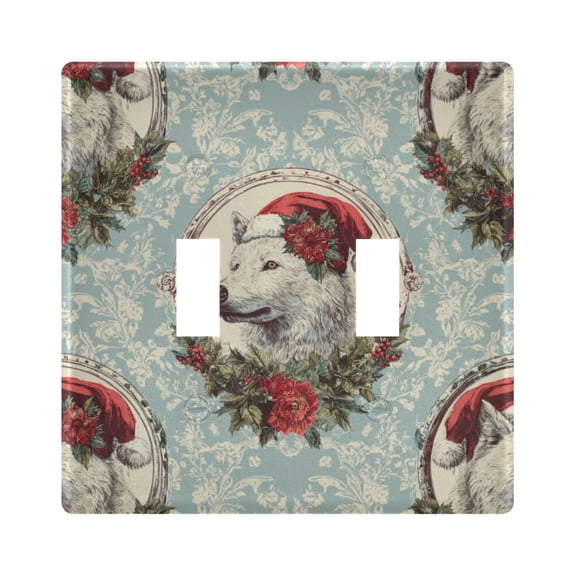 Christmas Wolf Inside The Frame Light Switch Cover Electrical Outlet Cover Replaceable Wall Plates 2-Gang