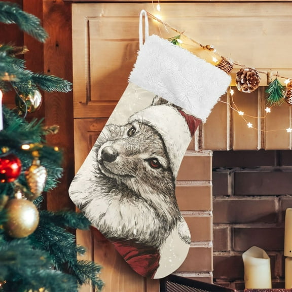 Christmas Wolf Large Size Christmas Stockings Xmas Stocking Holiday Party Decorations