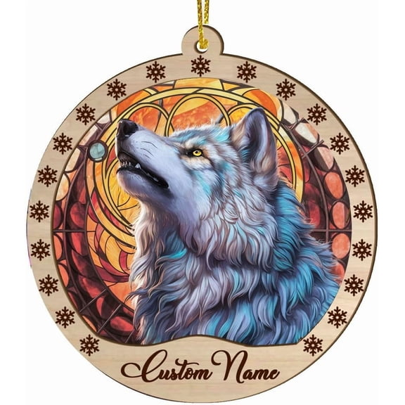Christmas Wolf Ornament - Wolf Hanging Ornaments - Wolf Christmas Tree Ornaments - Wolf Lovers Gifts - Wolf Keepsake Ornament - Animal Lovers Ornament Gifts ThrpCU (Wolf-s012)