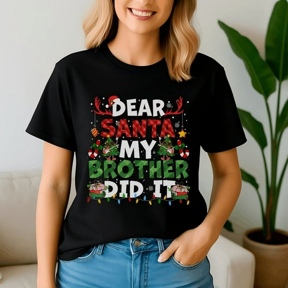 Christmas Women Adult T-Shirt – Santa Claus Graphic Tee, Holiday T-Shirt Idea