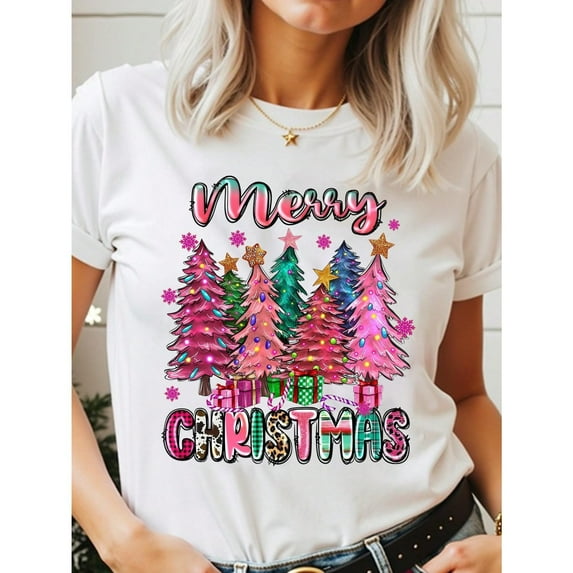 Christmas Women Casual Fashion Cute Colorful Christmas Tree Shape ...