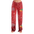 thumbnail image 1 of Christmas Women Pajama Pants Soft Christmas Snowflake Graphic Flannel Pajama Pants Holiday Wide Leg Fall Sleep Loungewear Pants Casual Comfy Pj Bottoms Red 2XL, 1 of 7