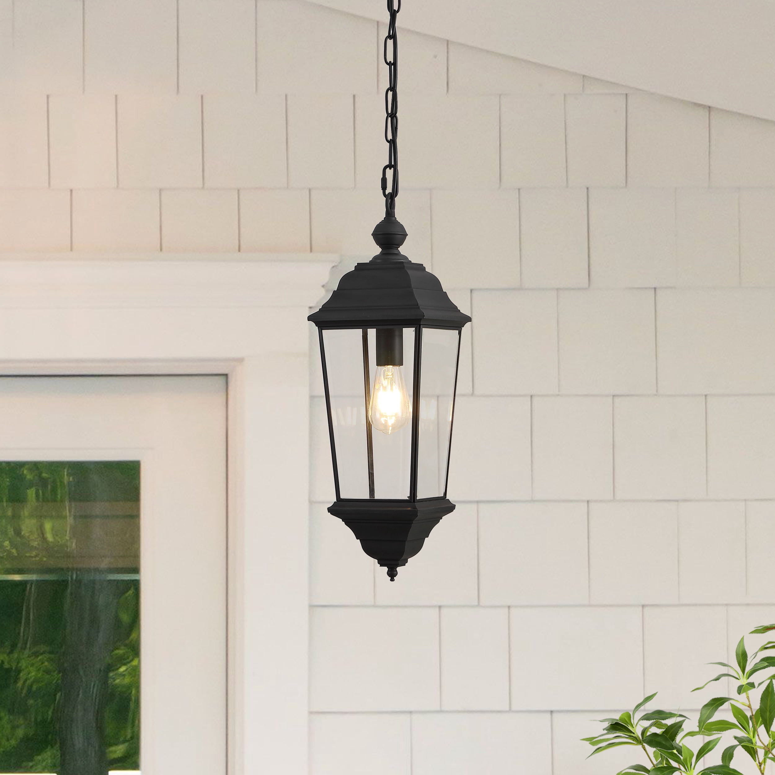 Safavieh Teri 7" Traditional Metal and Glass Outdoor Lamp, Black
