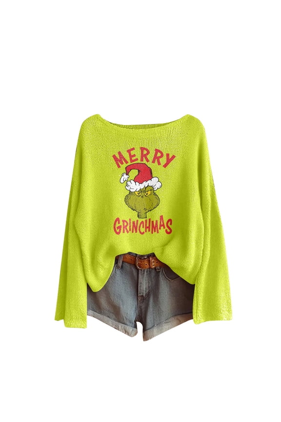 Christmas Women Shirts Retro Santa Claus Graphic Long Sleeve Shirt Xmas Pullover Tops Bronze Medium