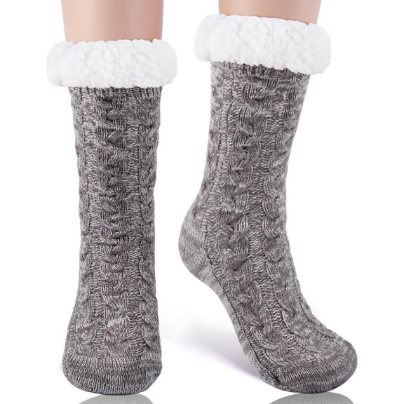 Christmas Women Slippers Fuzzy Socks Winter Thick Warm Socks with Grippers Non Slip Soft Cozy Fleece Lining Christmas Gifts