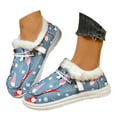 thumbnail image 1 of Christmas Women Winter Shoes Cartoon Print Fur Lined Wide Width Lace up Round Toe Fashion Casual Shoes, 1 of 9