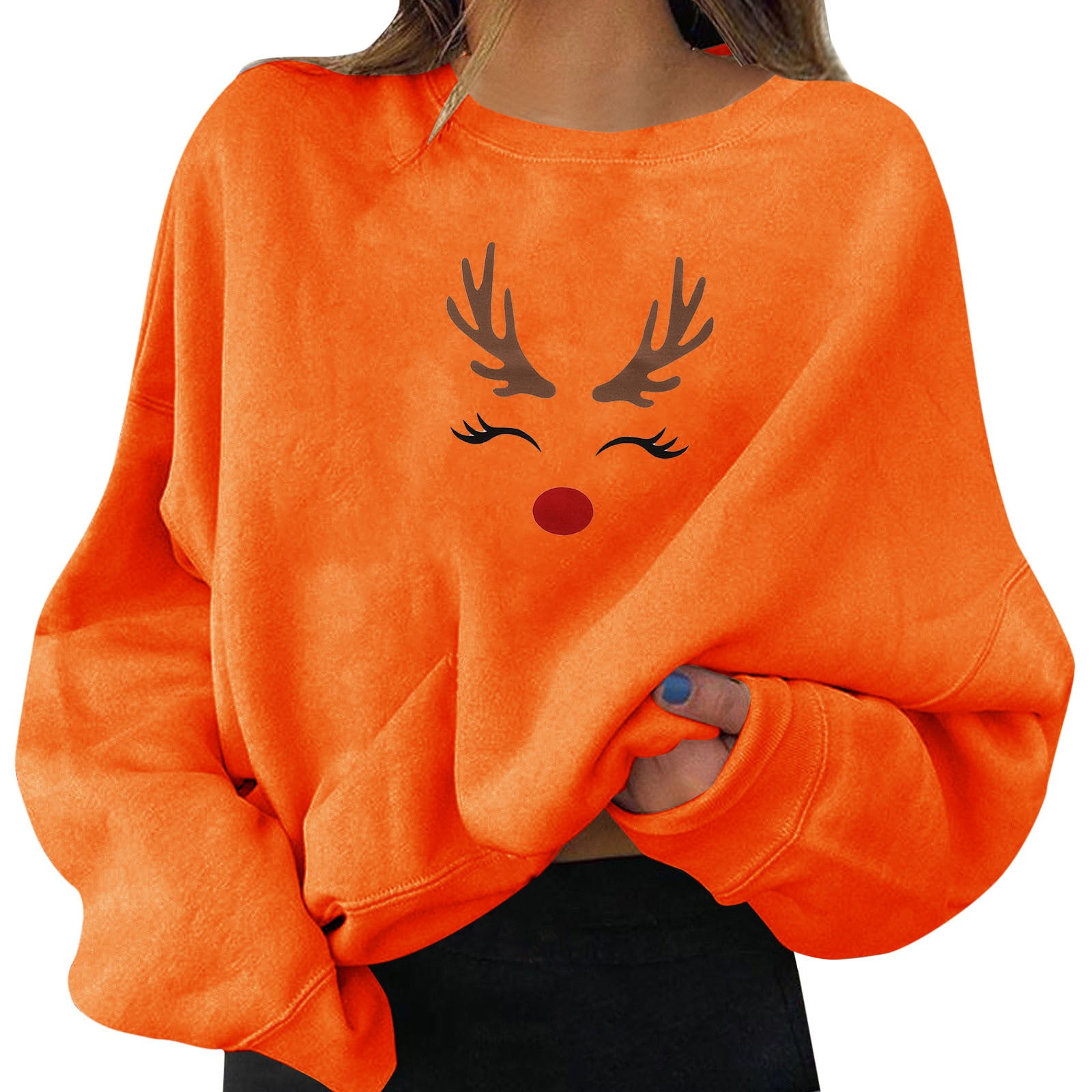 Christmas Women's Holiday Party Pullovers Fun Graphic Print Crew Neck Long  Sleeve Sweatshirts Gifts Shirt Tops Knit round Athlete Jacket Women Large N  Front Zip Jacket Women Colla Sweatshirts for - Walmart.com