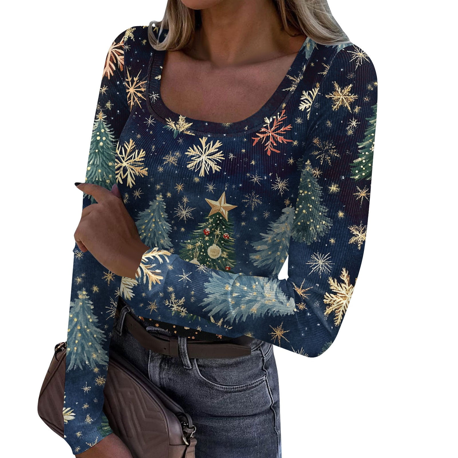 Women's Ribbed Knit Top - Buttery Soft Stretchy Slim Fit Crewneck Shirt For Work, Lounge & Going Out 4 thumbnail image