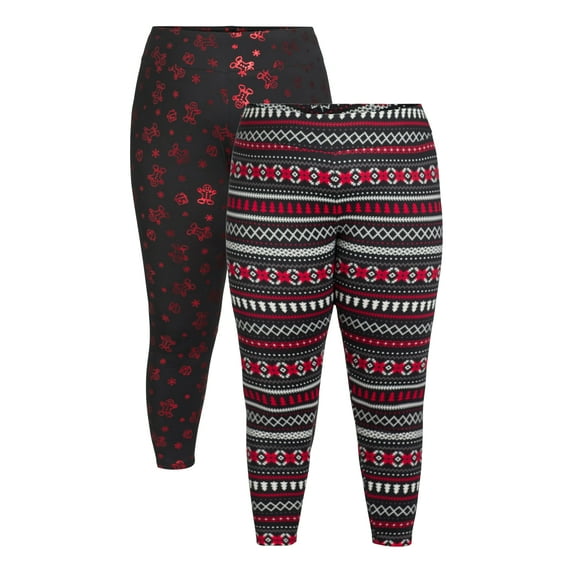Christmas Women’s Plus Size Leggings from Holiday Time, 2-Pack, Sizes 0X-5X