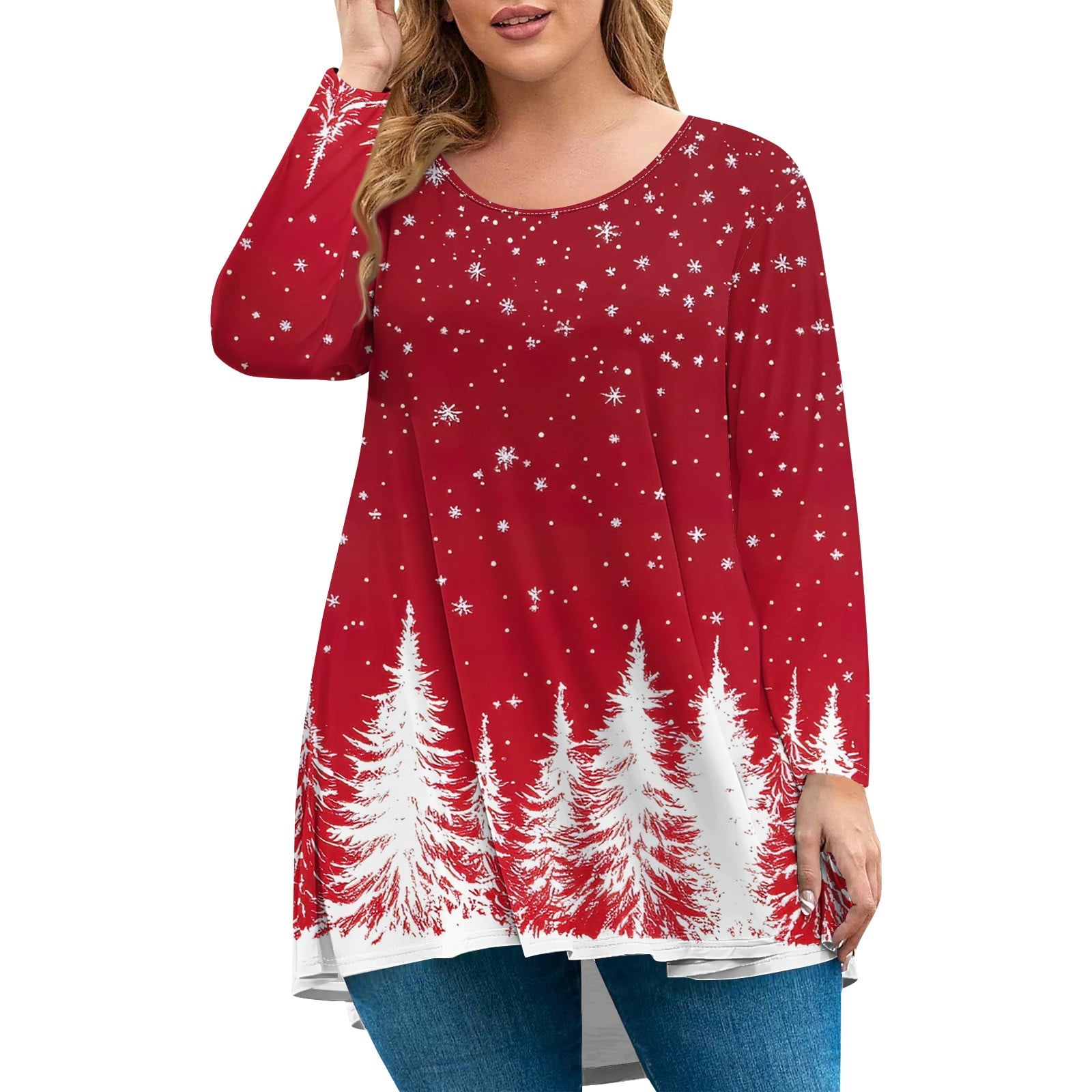 Christmas Women's Plus Size Tops 4x5x Fall Long Sleeve Blouses