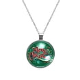 thumbnail image 1 of Christmas Women's Round Glass Pendant Necklace, 1 of 5
