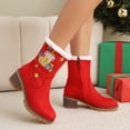 thumbnail image 1 of Christmas Women's Shoes Embroidered And Winter Warm Cotton Boots Woolen Boots Thick Heels Short Boots, 1 of 8