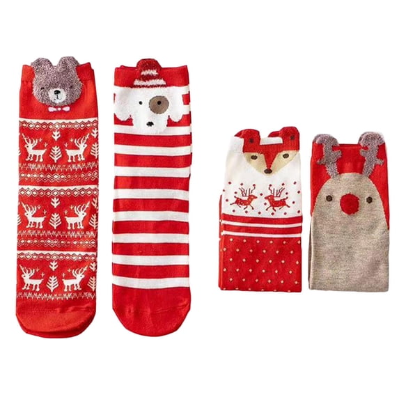 Christmas Women's Socks, Christmas Socks Gift Set 4 Pairs Of Festive Patterned Comfortable Cotton Socks Unisex Gift