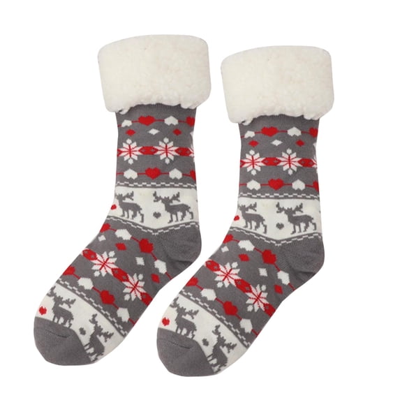 Christmas Women's Socks, Fuzzy Warm Slipper Socks Women Winter Floor Socks Lined with Reading Socks Cozy Sleeping Reindeer Socks