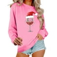 thumbnail image 1 of Christmas Women's Sweatshirts Fashion Red Wine Glass Printed Pullover Round Neck Sweater Xmas Rhinestone Loose Long Sleeve Blouse Tops, 1 of 6