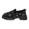 thumbnail image 1 of Christmas Women's Winter Loafers Fur Lined Round Toe Chunky Heel Lug Sole Slip on Office Work Shoes, 1 of 9