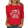 thumbnail image 1 of Christmas Womens 3/4 Sleeve Pullover Tops Festive Cropped Sweatshirts Holiday Hooded Sweatshirts Long Sleeve Casual Lightweight Business Party Wear, 1 of 5
