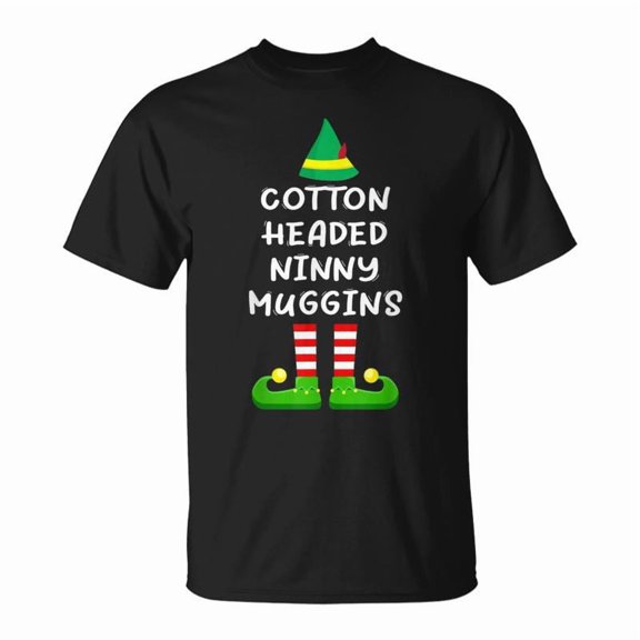 Christmas Womens Cotton Headed Ninny Gins Funny Elf Men Women Tshirt Graphic Print Unisex