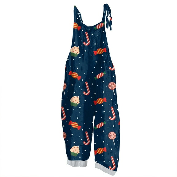 Christmas Womens Jumpsuits Cotton Linen Funny Xmas Graphic Christmas Jumpers Spaghetti Strap Wide Leg Casual Fitted Romper Overalls