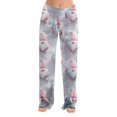 thumbnail image 1 of Christmas Womens Pajama Pants Comfy Christmas Print Flannel Pajama Pants Casual Wide Leg Holiday Pj Bottoms Fall Soft Lounge Sleepwear Pants Light pink XS, 1 of 7
