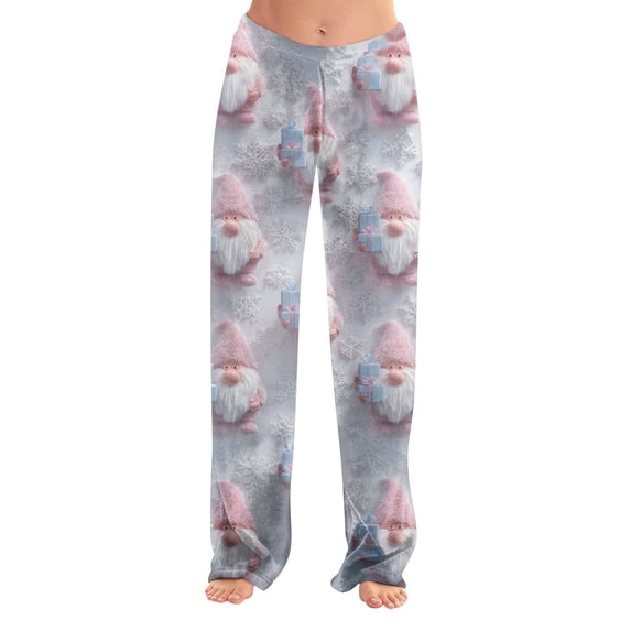 Christmas Womens Pajama Pants Comfy Christmas Print Flannel Pajama Pants Casual Wide Leg Holiday Pj Bottoms Fall Soft Lounge Sleepwear Pants Light pink XS
