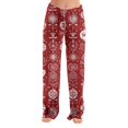 thumbnail image 1 of Christmas Womens Pajamas Casual Flannel Christmas Snowflake Print Pajama Pants Comfy Elastic Waist Fall Pj Bottoms Holiday Soft Sleep Loungewear Pants Wine XS, 1 of 7