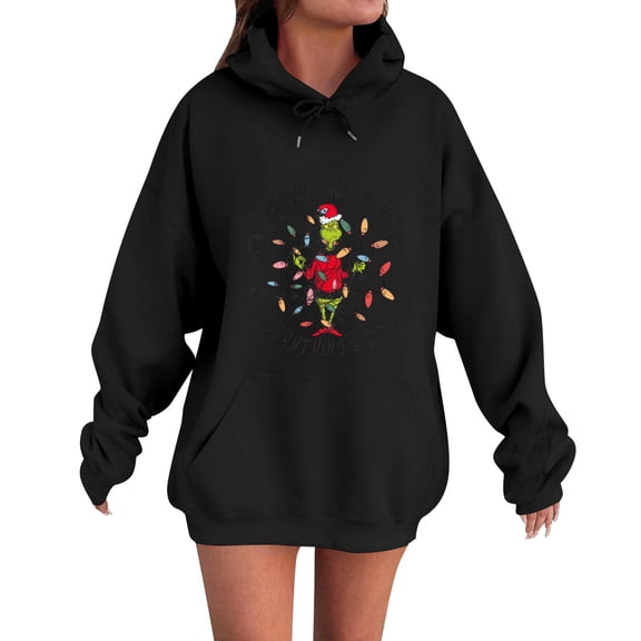 Christmas Womens Sweatshirt Long Sleeve Fall Casual Crewneck Pullover Hoodies 2025 Black XXL