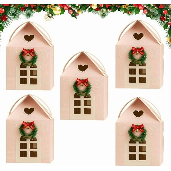 Christmas Wonderland Cottage Gift Box, 3D Pop Up Christmas House Gift Boxes, Pink Party Favor Boxes, 11.8 X 7.9 X 7 Inches Large Holiday Cottage Box for Wedding Xmas Party Treat