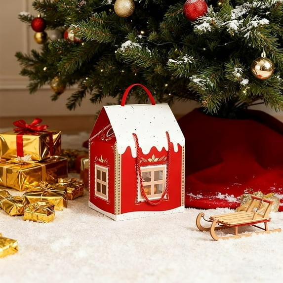 Christmas Wonderland Cottage Gift Box, 3D Pop Up Christmas House Gift Boxes, Large House Shaped Gift Boxes, Festive Goodie Bags Decorations