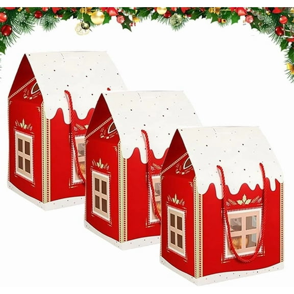 Christmas Wonderland Cottage Gift Box, 3D Pop Up Christmas House Gift Boxes, Large House Shaped Gift Boxes, Festive Goodie Bags Decorations