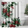 Christmas Wonderland Shower Curtain White Poinsettias Holly Berries