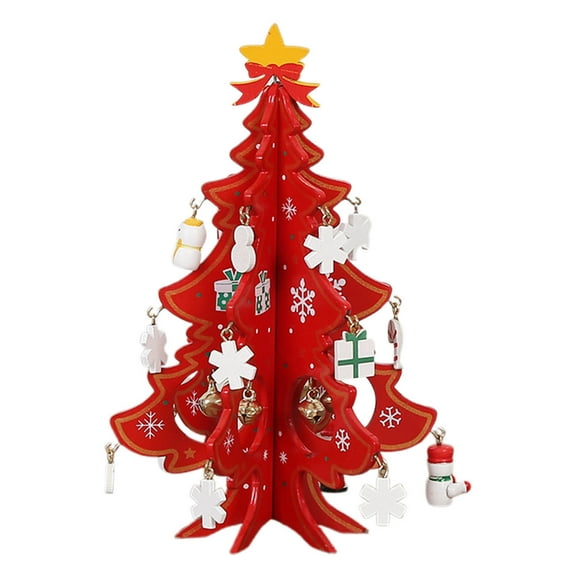 Christmas Wood Decorations Mini Wooden Christmas Tree Ornaments Christmas Tree Gifts With Small Pendants Farmhouse Style Hanging Crafts Pendants for Tree Vintage Xmas Pendants for Home Party