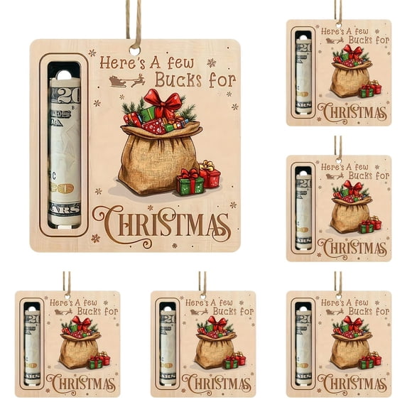 Christmas Wood Money Holder Ornament,Christmas Cash & Treat Holder Ornament,Cash Gift Organizer With Hanging Design,Holiday Gift Card Holder For Christmas Tree,Family And Office Exchanges