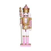 Christmas Wood Pink King Nutcracker Soldier, Ornament for Creative Handmade Gift, 2PCS