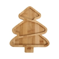 Christmas Wood Serving Tray, Christmas Tree Shaped Wooden Platter, Charcuterie Board, 10.98 x 8.46 Inches Food Dish Plate, Table Serving Platter for Christmas Charcuterie Cheese Dessert Fruit