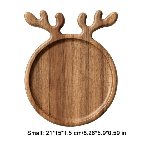 Christmas Wood Serving Tray,Elk Shape Appetizer Platter,Rustic Charcuterie Board,Food Dish Plate Table Serving Platter for Christmas Charcuterie Cheese Food Fruit
