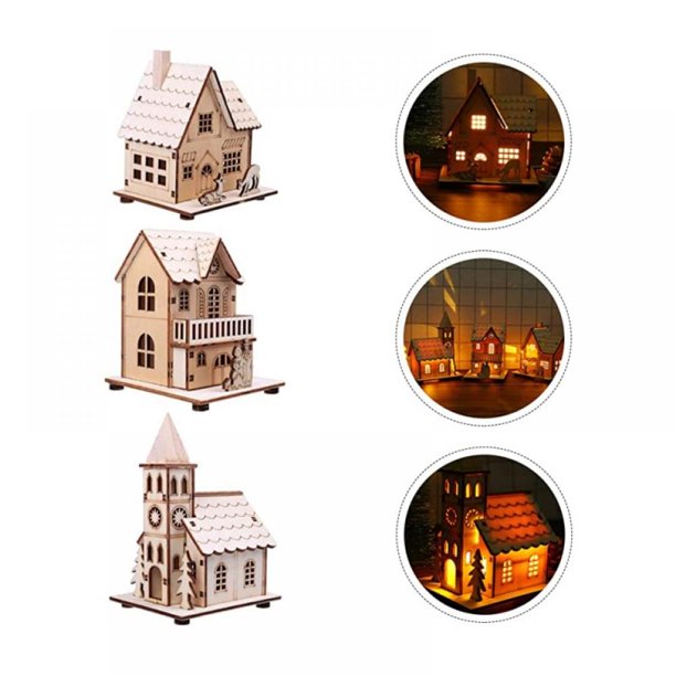 Christmas Wood Village LED Luminous House Village Christmas Scene