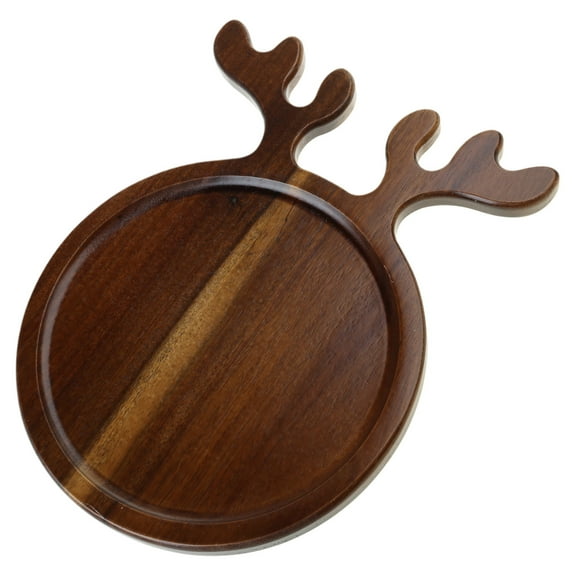 Christmas Wooden Appetizer Tray Deer Antler Shaped Serving Platter Round Serving Tray Charcuterie Board Dish Plate