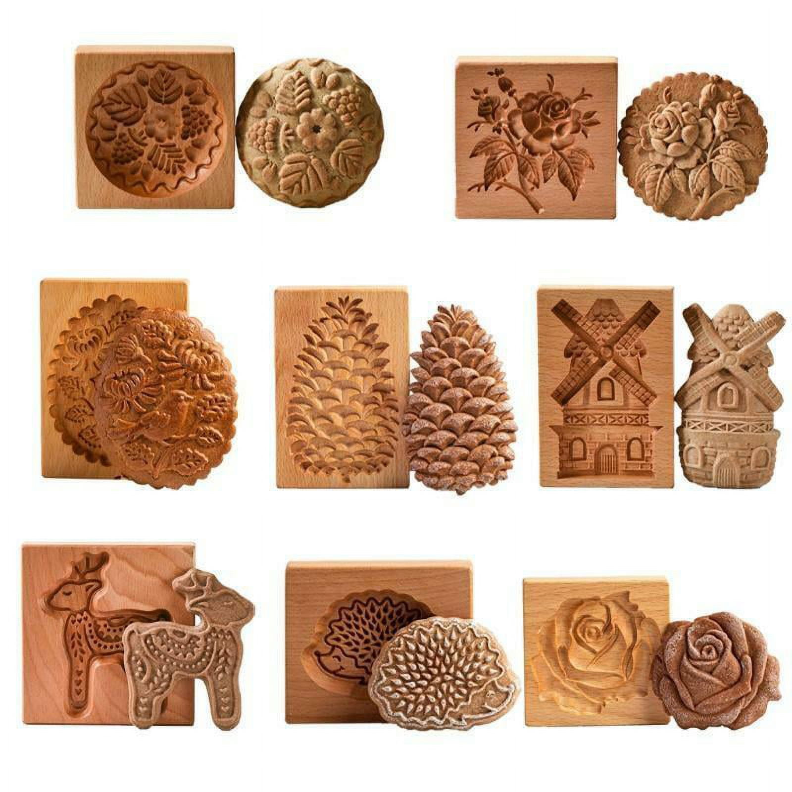 Raspberry Shortbread Mold, Carved Wood Gingerbread Cookie Biscuits Shortbread  Mold, Wooden Cookie Mold With Good Wishes, Cookie Stamp Embossing Mould