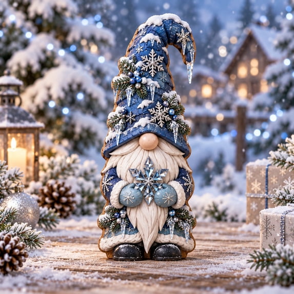 Christmas Wooden Block Blue Frost Gnome Wooden Block Holiday Gift ...